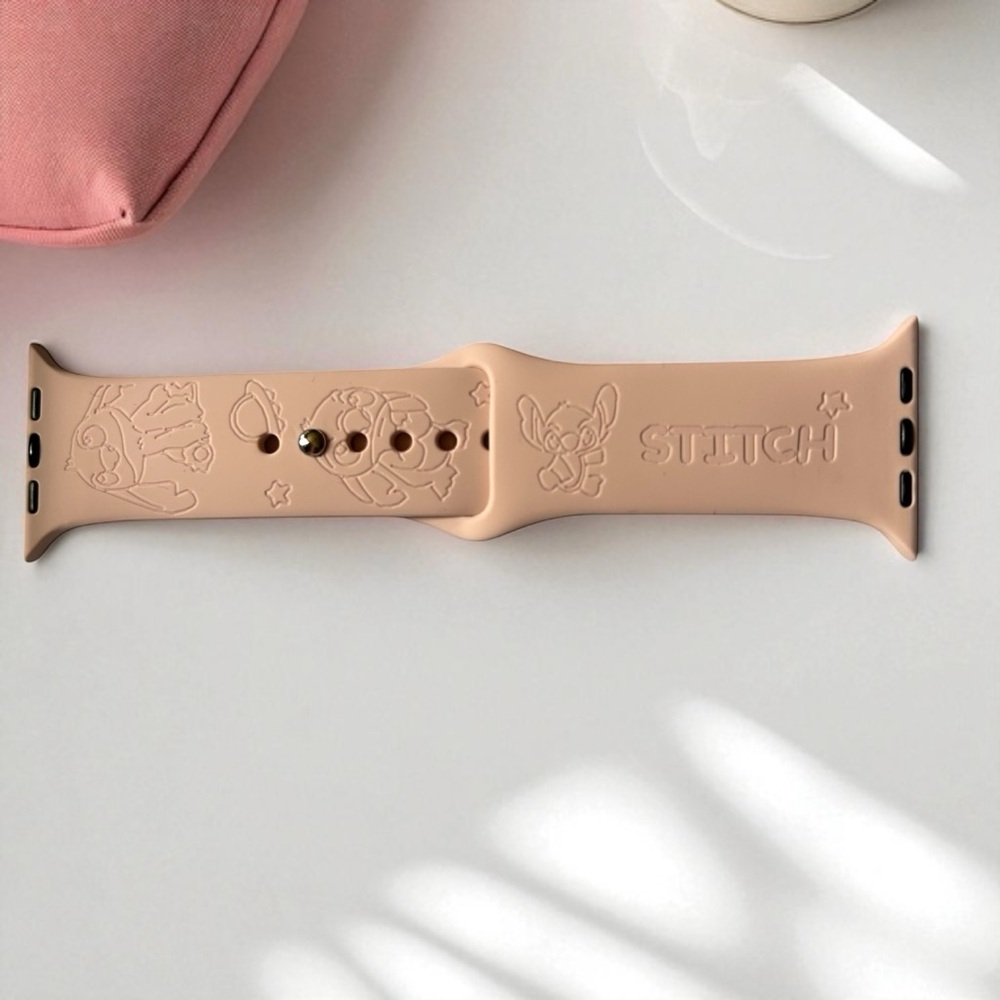 Blush Pink Disney Stitch Silicone Apple Watch Band 42/44/45/46/49mm